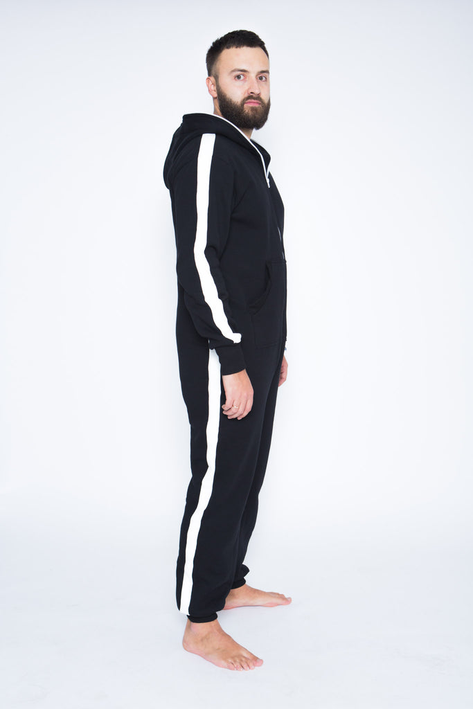 black men onesie with white stripes