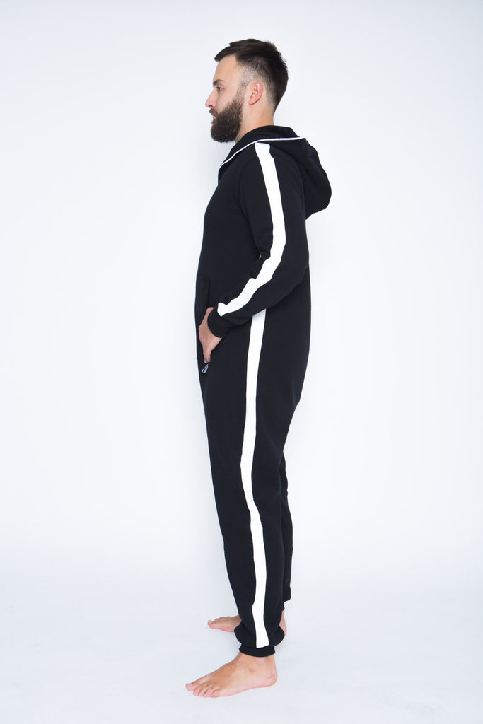 black men onesie with white stripes